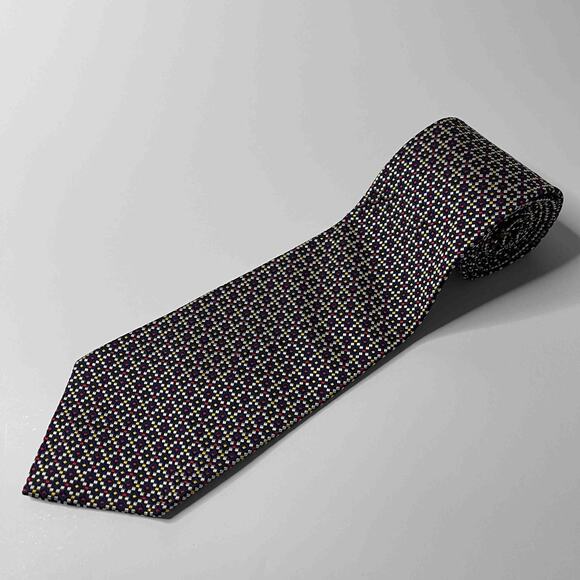 Garrick Anderson Navy, Cream, Yellow and Red Geometric Tie - Picture 1 of 7